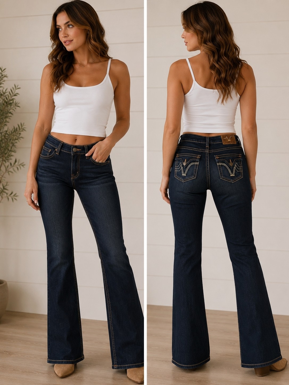 Prvcy Premium Dark Wash Low Rise Boot Cut Jeans - Women's 29